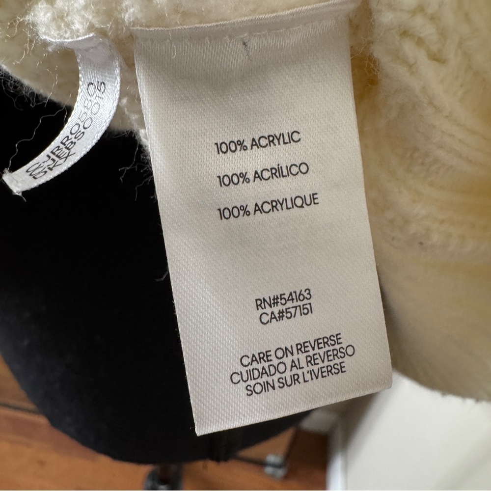 Calvin Klein Cable Cord Ivory Turtleneck Sweater Size L - Picture 5 of 5